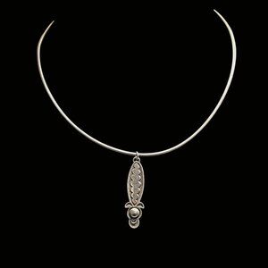 Vintage Alex Sanchez Pendant Sterling Silver Stampwork with Omega Chain